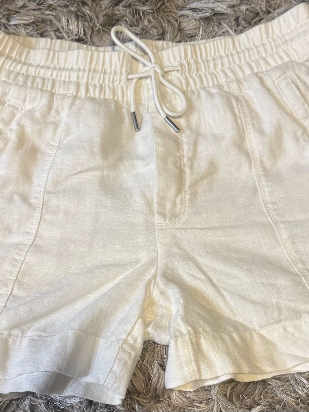 Athleta White Linen-Blend Drawstring Shorts